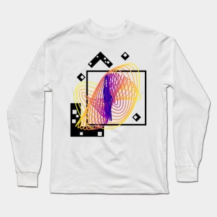 Harmonograph Pendulum Geometry | Plasma MultiVerse Yellow Red Blue Long Sleeve T-Shirt